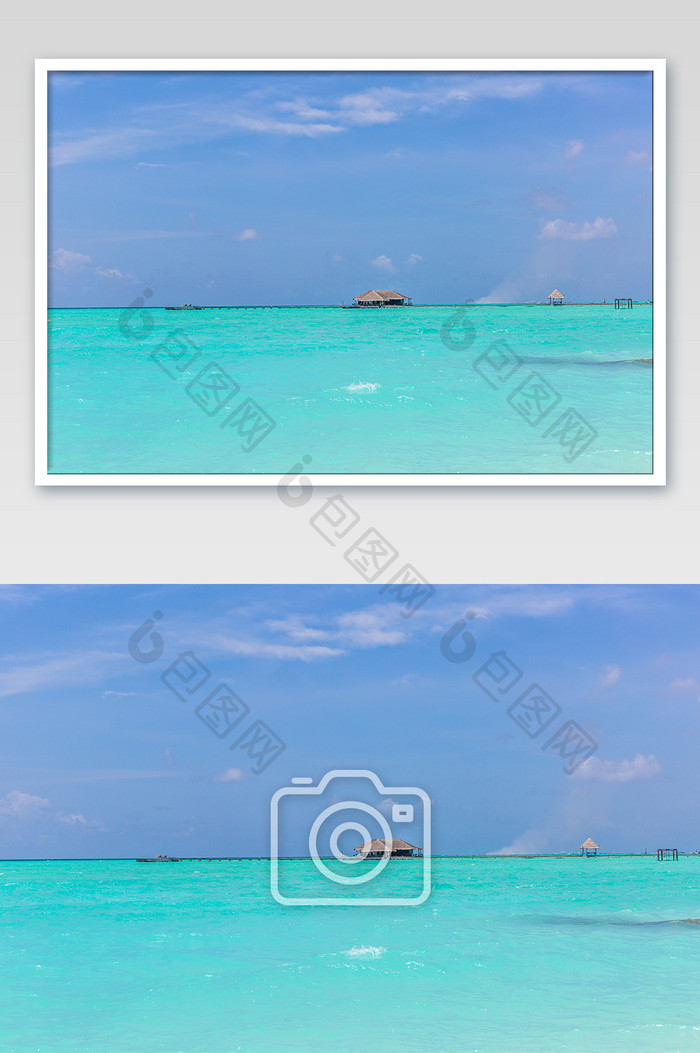 马尔代夫度假酒店海上栈桥摄影图片