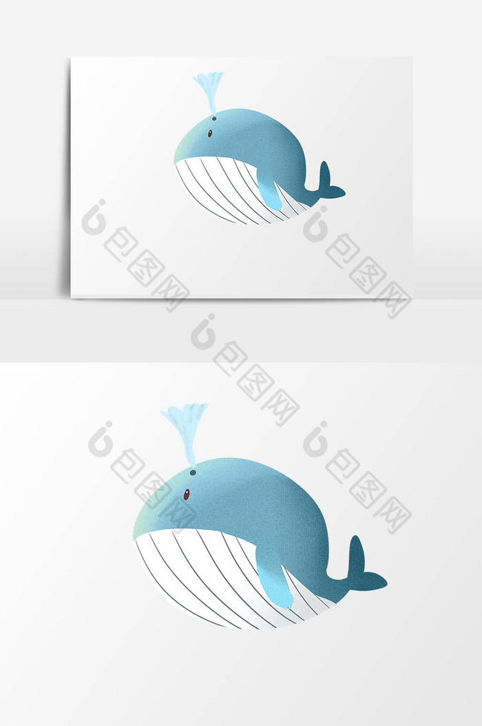 手绘卡通小清新水彩蓝色鲸鱼