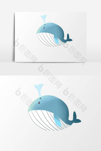 手绘卡通小清新水彩蓝色鲸鱼图片
