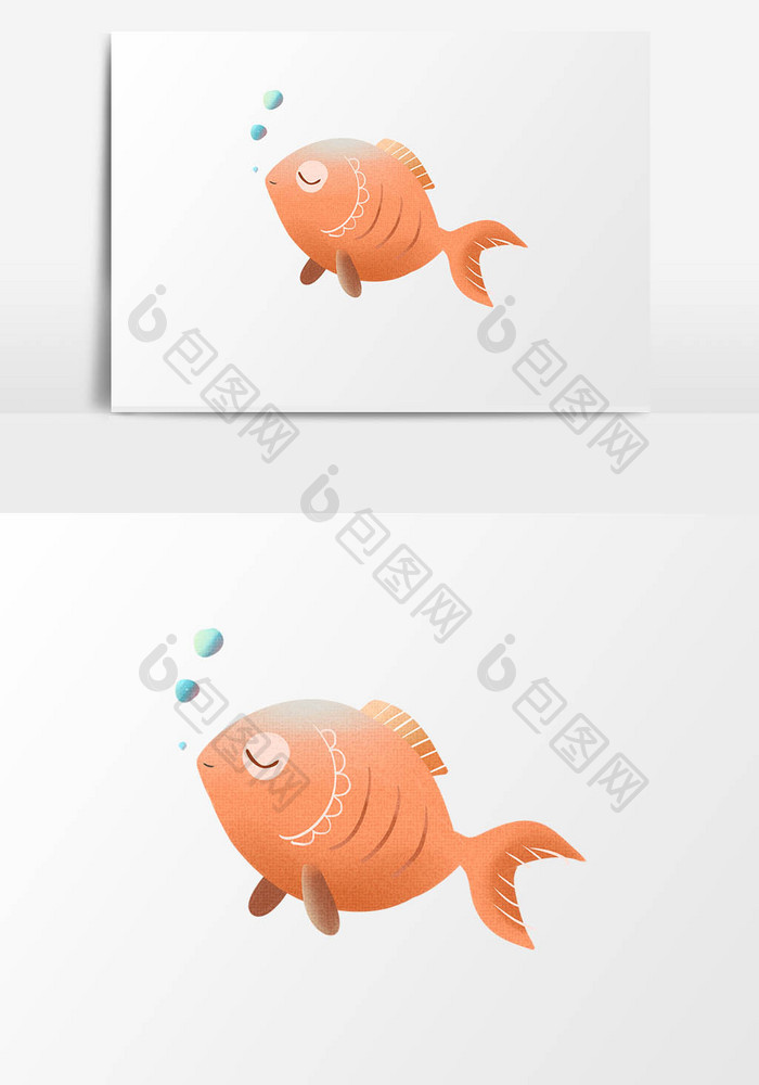 手绘卡通可爱黄黄色鱼