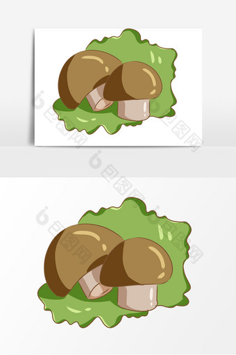 手绘蔬菜蘑菇装饰元素图片