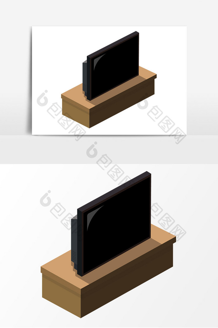 2.5D风格复古家具电视柜元素