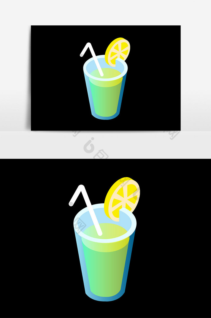 2.5D风格夏日柠檬果汁饮料元素