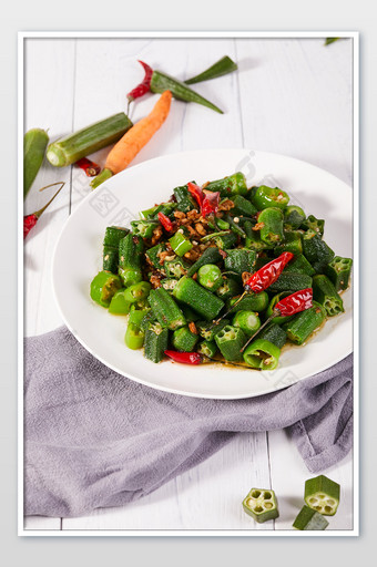 绿色秋葵新鲜蔬菜场景图美食摄影图片