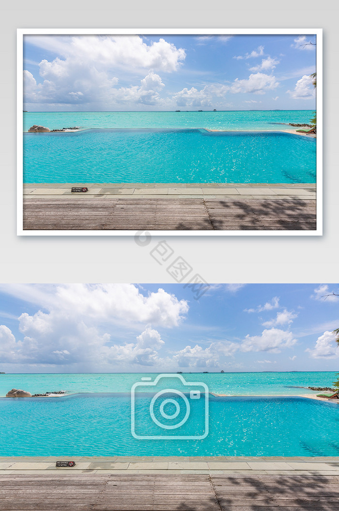 绝美马尔代夫度假无边泳池摄影图片