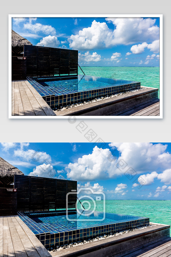 海上别墅独立泳池摄影图片