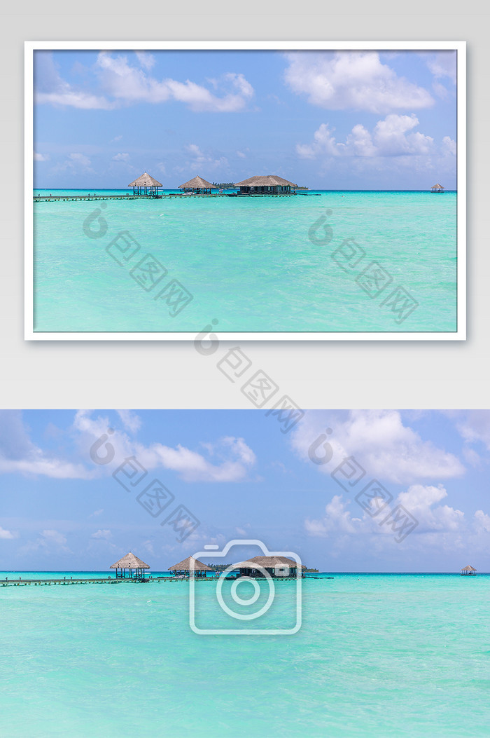 绝美马尔代夫海上水屋摄影图