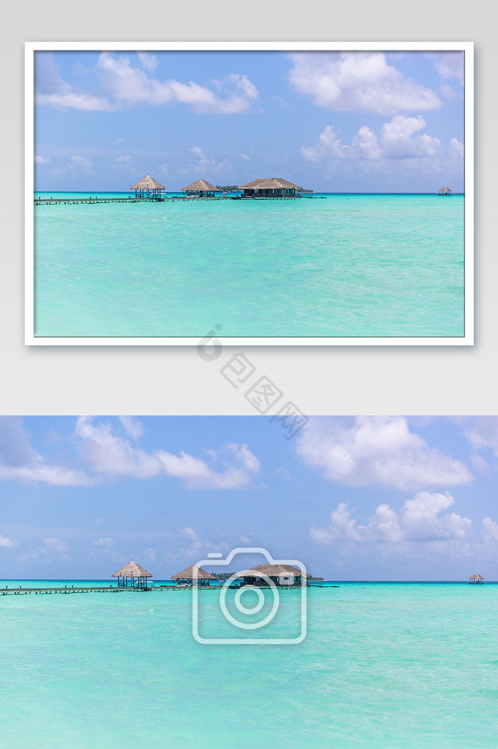 绝美马尔代夫海上水屋摄影图图片