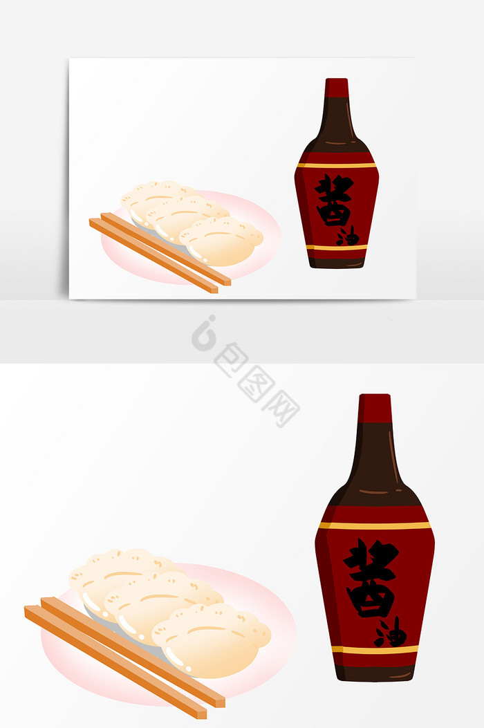 小暑节气食物饺子酱油筷子图片