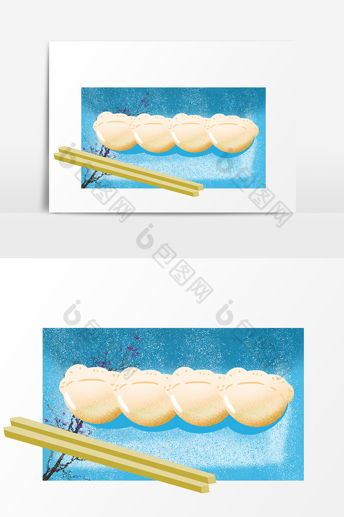 小暑节气煎饺筷子和彩色盘子图片图片