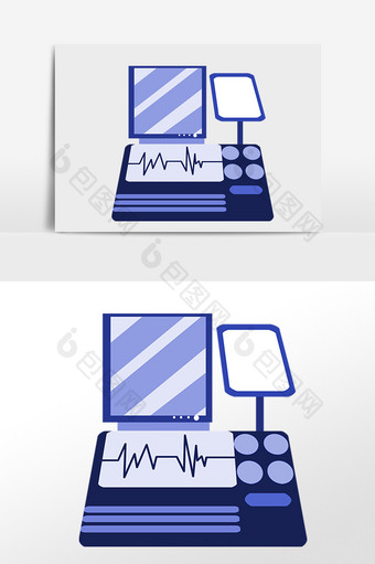 手绘医疗医院设备心电图仪器插画图片