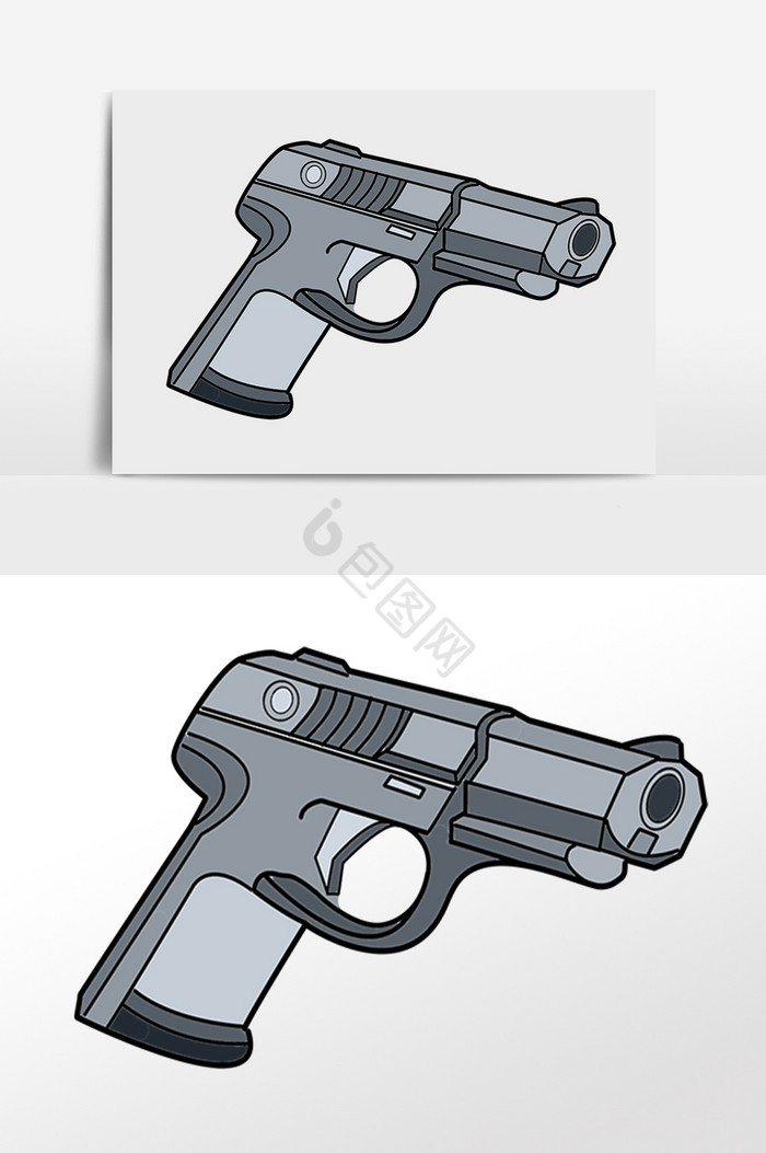 建军节军事武器手枪枪支插画图片