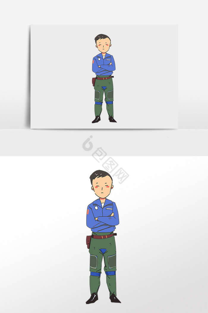 建军节空军军人战士插画图片