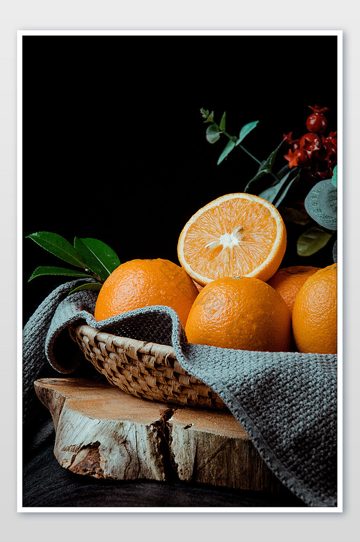 暗调氛围新鲜橙子摄影图片图片