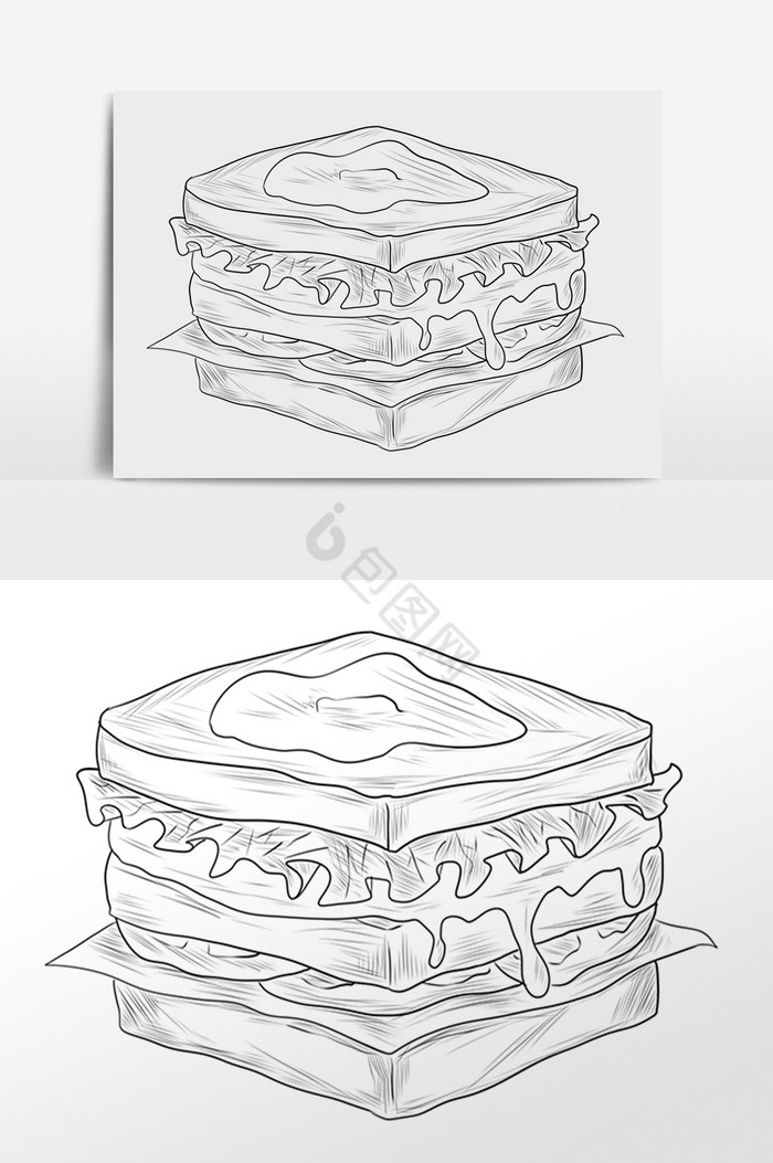 素描三明治图片