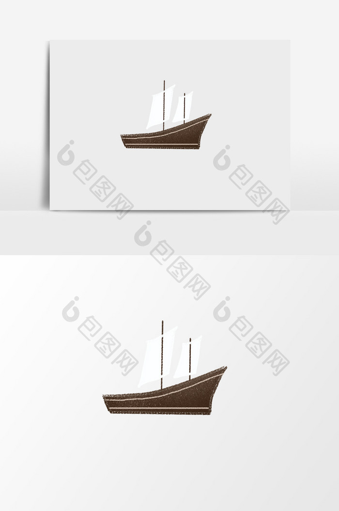 旅行帆船插画元素