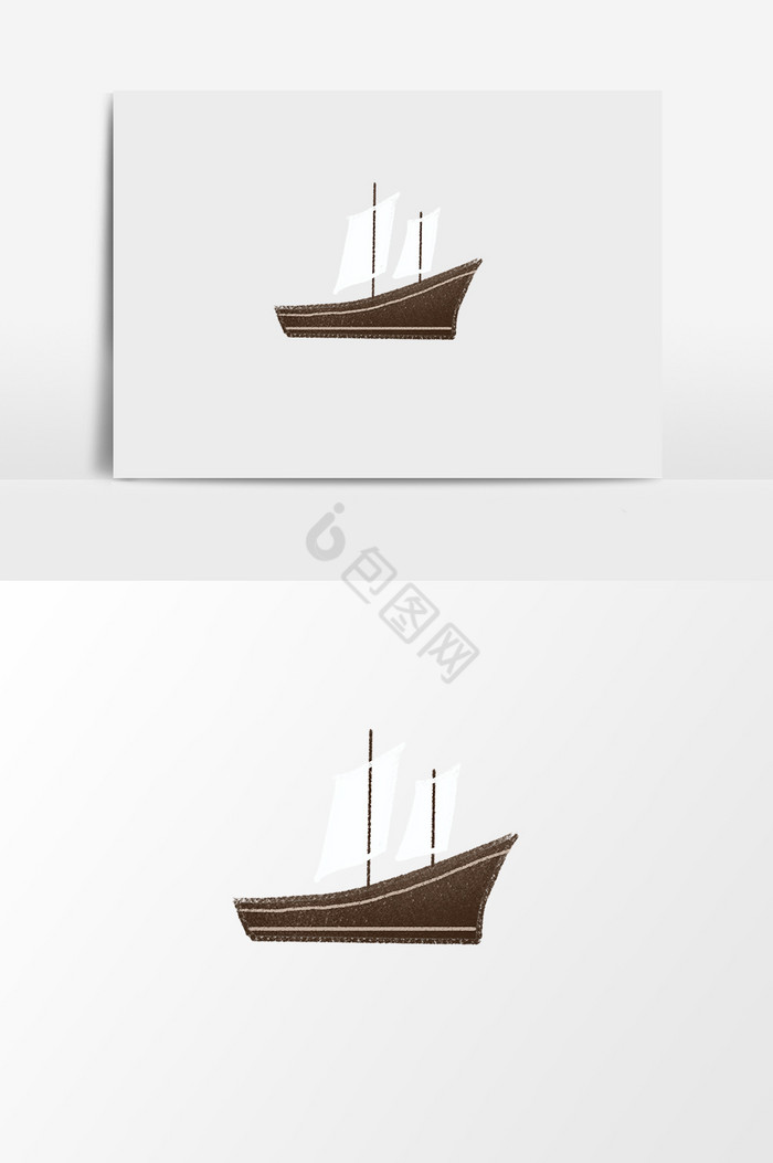 旅行帆船插画图片