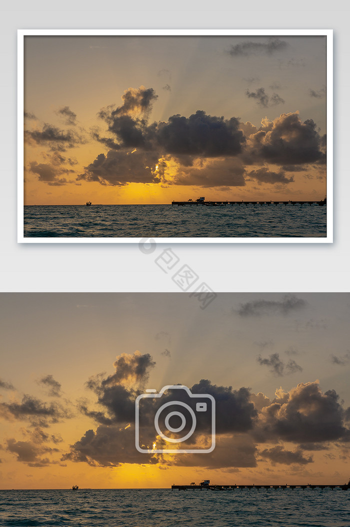 海岛夕阳摄影图片