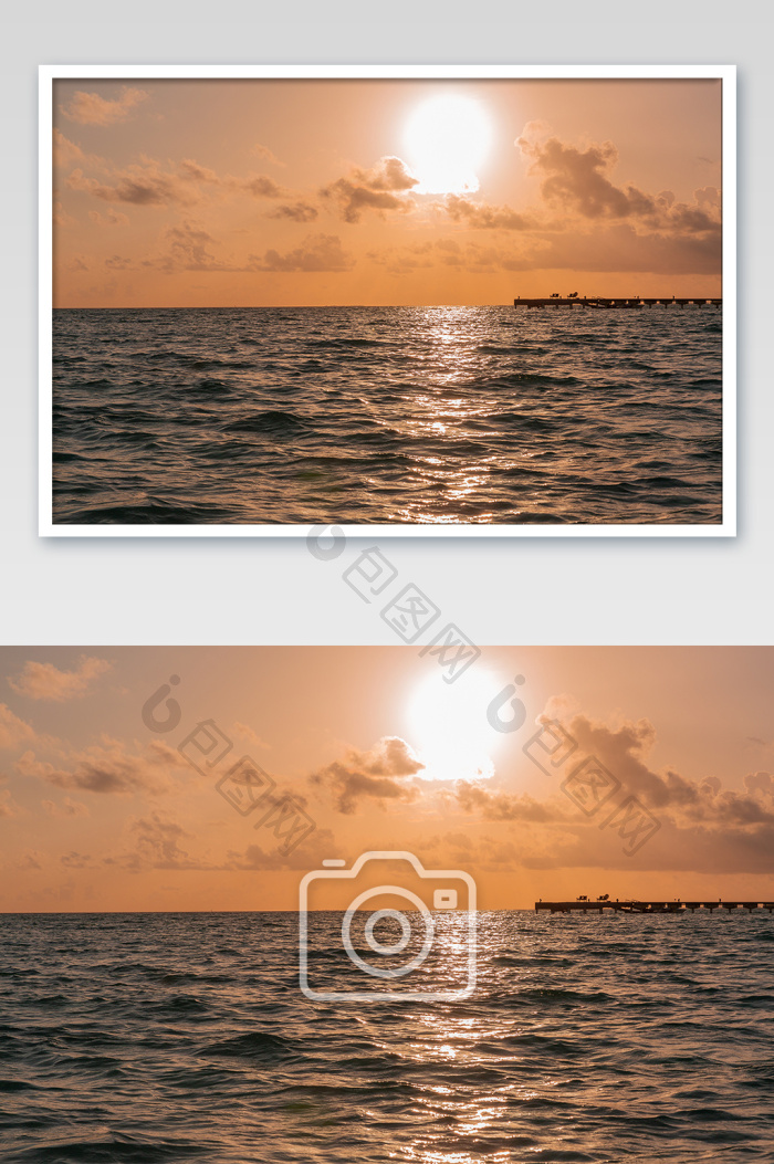 金色海岛夕阳摄影图片图片-包图网