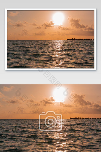 金色海岛夕阳摄影图片