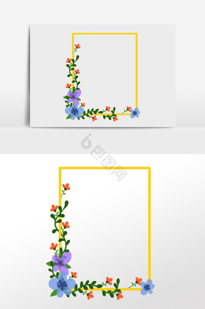 植物花朵长方形边框插画图片