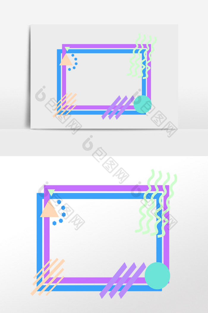 手绘创意几何波浪线边框插画