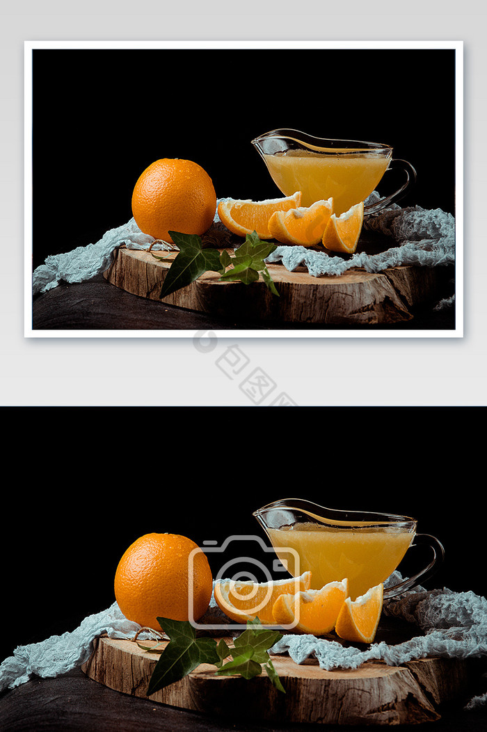 暗调氛围新鲜橙子橙汁摄影图片图片
