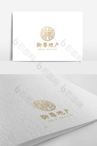金色高端大气地产企业logo设计模板图片