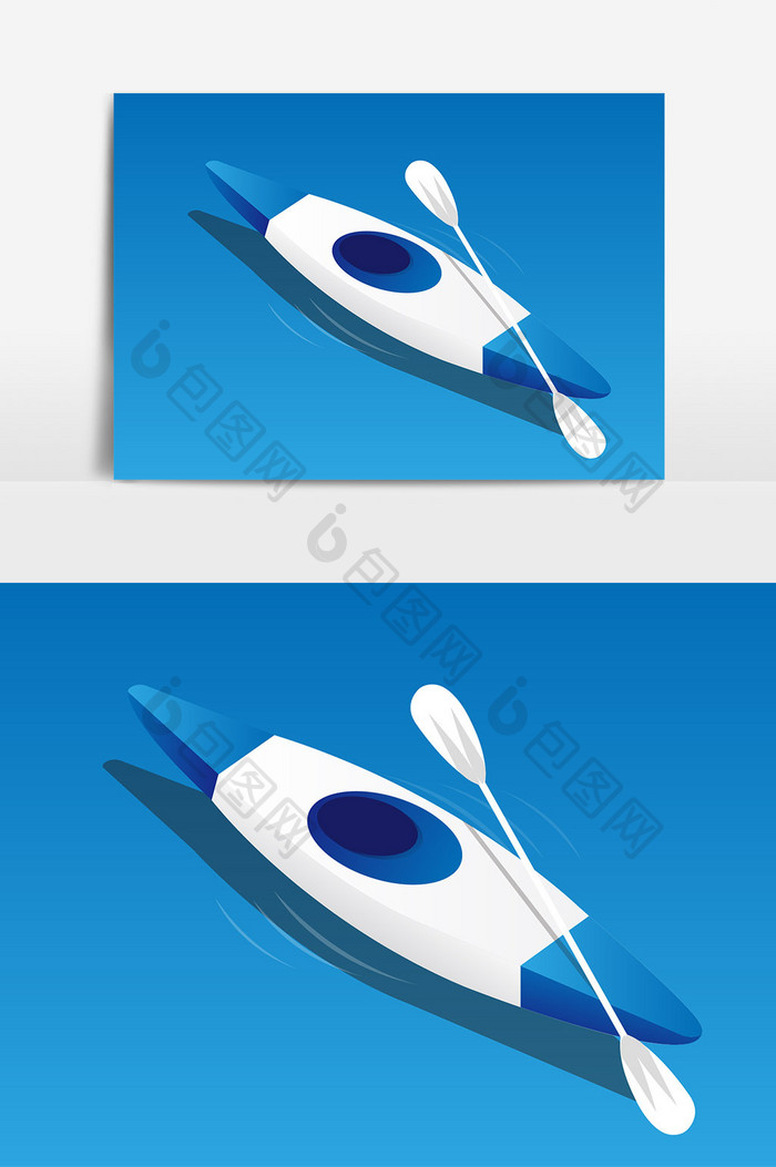 2.5D彩色停在水面上的皮划艇元素