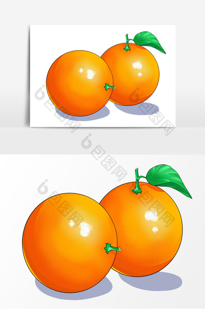 橙子手绘卡通形象元素