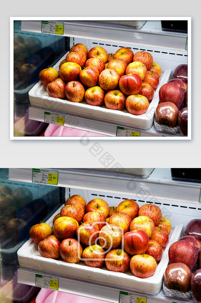 超市里的新西兰爱妃苹果摄影图片
