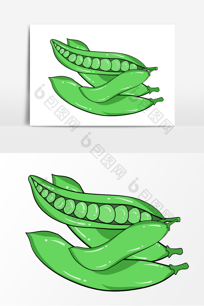 蔬菜豆角手绘卡通元素