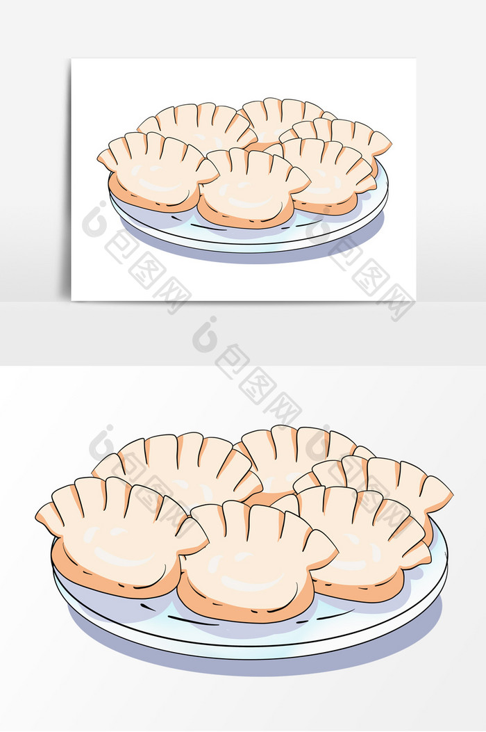 饺子手绘卡通图案元素形象