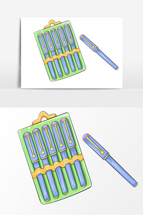 中性笔手绘卡通图案元素