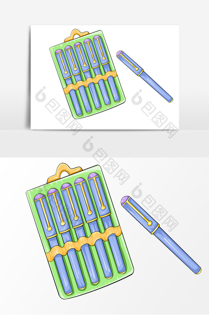 中性笔手绘卡通图案元素