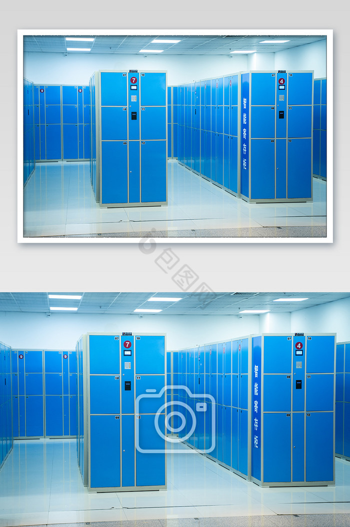 蓝色储物柜室内空间摄影图图片