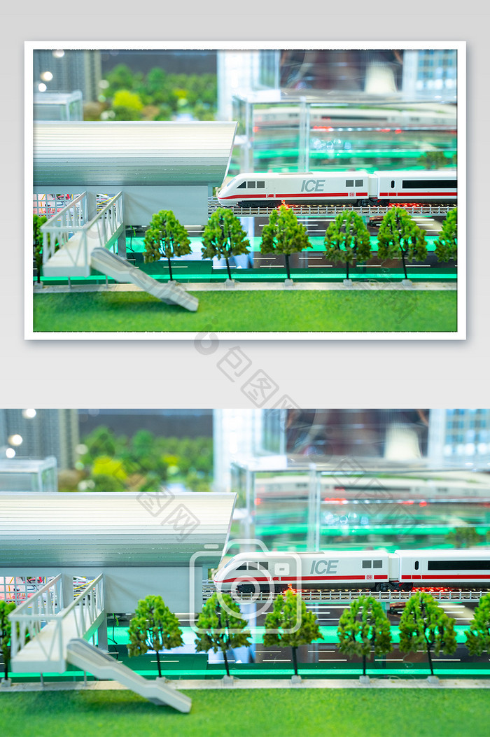 轻轨高铁模型高科技高清速度摄影图