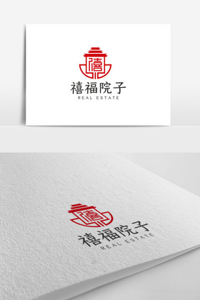 简约中式大气地产院子logo设计模板