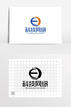 科技网络蓝色LOGO标志