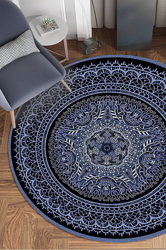 大气时尚欧式古典花纹客厅卧室地毯图案图片