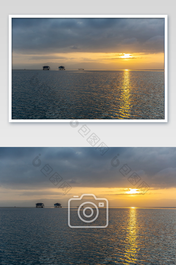 清晨菲律宾杜马盖地海上屋摄影图片