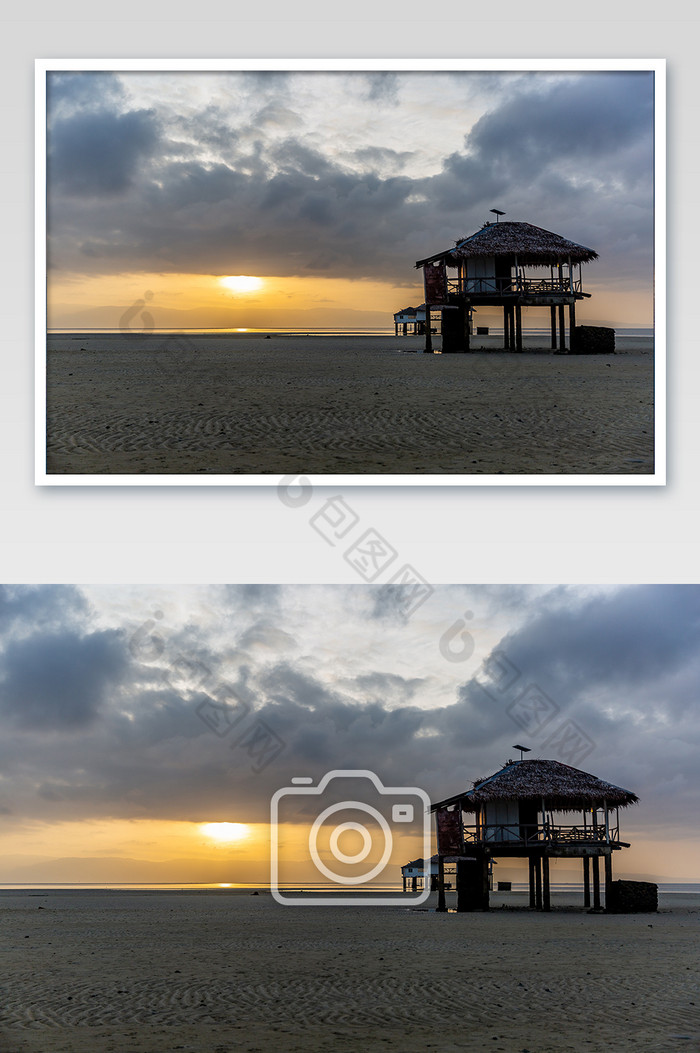 清晨夕阳菲律宾杜马盖地海上屋摄影图片图片