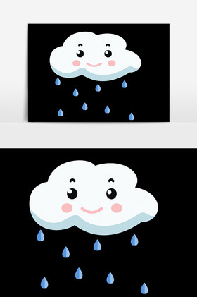 拟人下雨天的云朵和雨滴