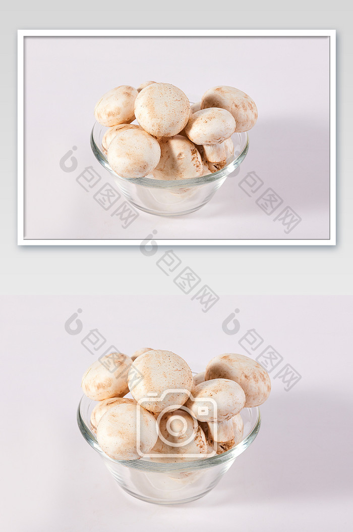 白色白蘑菇新鲜蔬菜白底图美食摄影图片