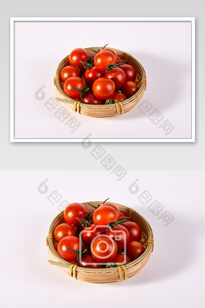 红色小番茄新鲜水果白底图簸箕美食摄影图片图片
