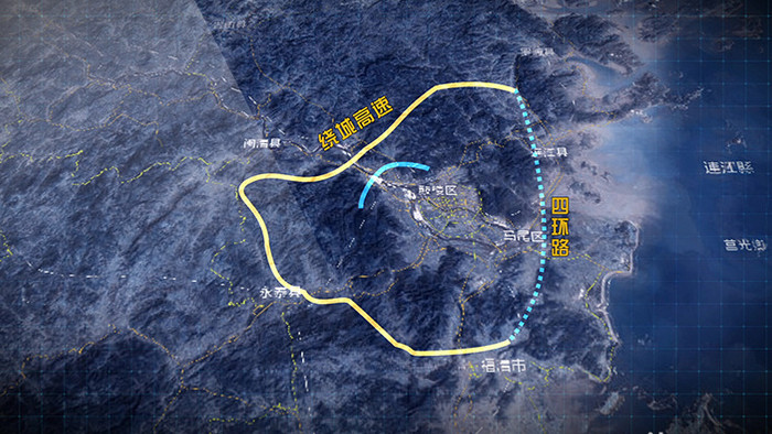 科技震撼福州交通路网谷歌地图模板