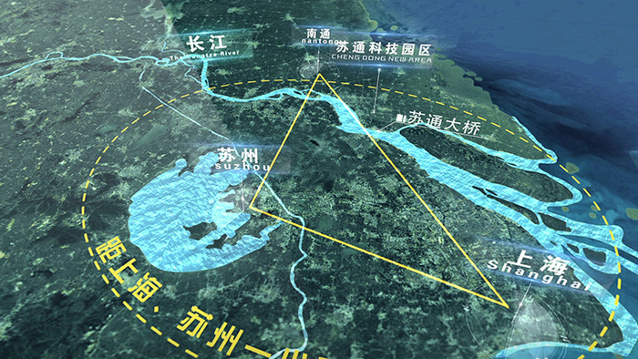 震撼大气上海浦东谷歌地图区位展示模板