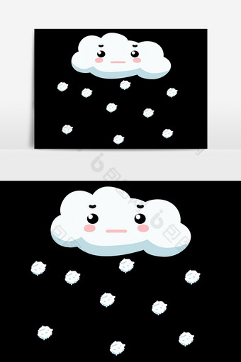 卡通白云手绘云朵下冰雹图片