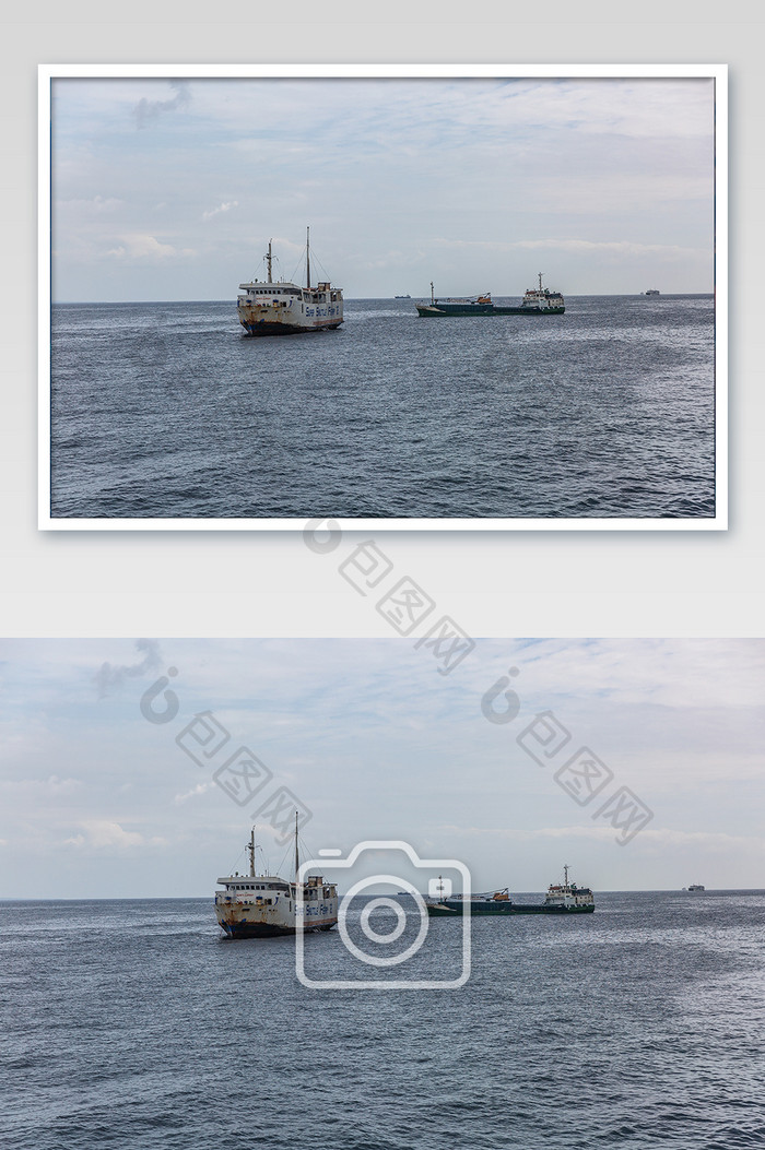 菲律宾海平面轮船摄影图片