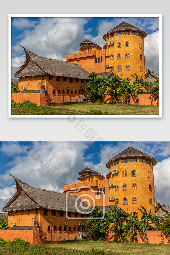 橘黄色城堡摄影图片